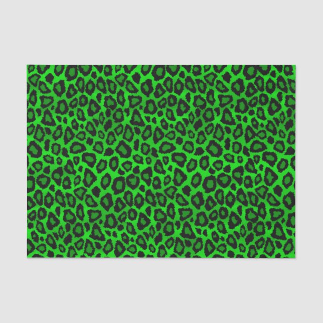 Kalkgrün und Schwarz-Leopard Seidenpapier (Vorderseite)