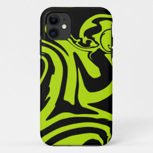 Kalkgrün und schwarz-Retromarmorwirbel Case-Mate iPhone Hülle