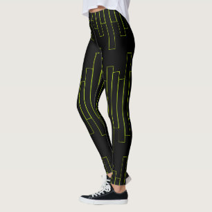 Kalkgrün und schwarze Rechtecke Leggings