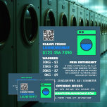 Kalkgrün, Waschsalon, Reinigungsservice Flyer<br><div class="desc">Grüne Waschmaschine,  Waschsalon,  Flyer der Reinigungsservice-Werbung durch den Business Card Store.</div>