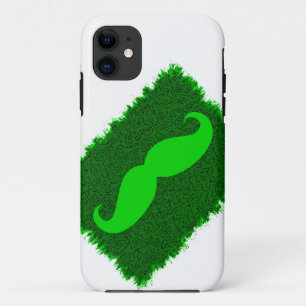 Kalkgrüne Mustache auf Leopardenhaut iPhone 11 Hülle