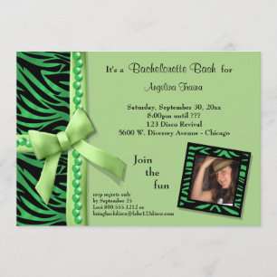 Kalkgrüne Perlen und Zebrastreifen Einladung