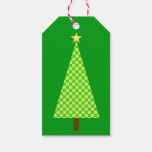 Kalkgrüne Polka Punkt moderner Weihnachtsbaum Geschenkanhänger