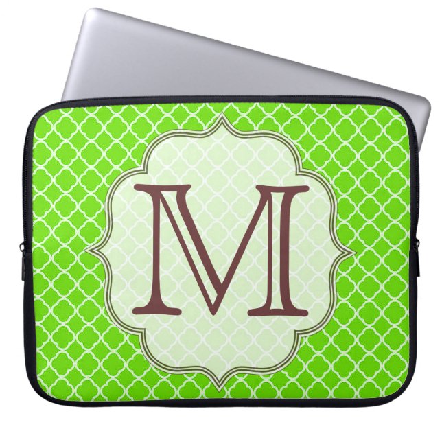 Kalkgrüne Quarterfolienmonogramm 15" Notebook-Gehä Laptopschutzhülle (Vorderseite)