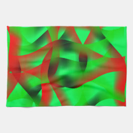 Kalkgrüne und klare rote Wellen, mit Schatten? Geschirrtuch