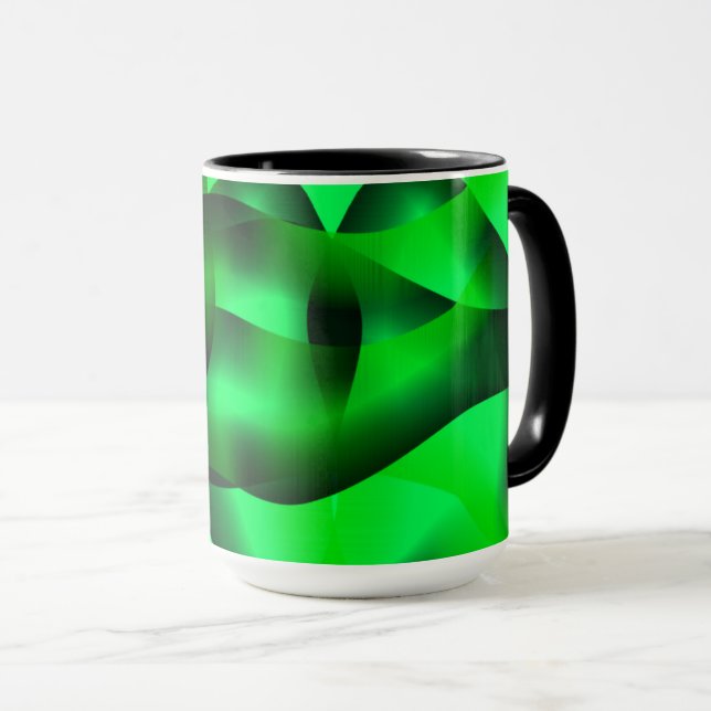 Kalkgrüne und schwarze Wellen, mit etwas Schatten? Tasse (VorderseiteRechts)