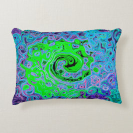 Kalkgrüner Groovy Abstrakt Retro Liquid Swirl Dekokissen