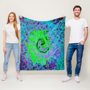 Kalkgrüner Groovy Abstrakt Retro Liquid Swirl Fleecedecke