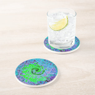 Kalkgrüner Groovy Abstrakt Retro Liquid Swirl Getränkeuntersetzer