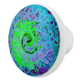 Kalkgrüner Groovy Abstrakt Retro Liquid Swirl Keramikknauf