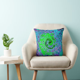 Kalkgrüner Groovy Abstrakt Retro Liquid Swirl Kissen