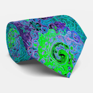 Kalkgrüner Groovy Abstrakt Retro Liquid Swirl Krawatte