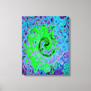 Kalkgrüner Groovy Abstrakt Retro Liquid Swirl Leinwanddruck