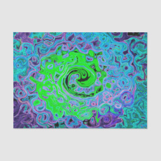 Kalkgrüner Groovy Abstrakt Retro Liquid Swirl Seidenpapier