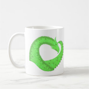 Kalkgrüner Herzdrache auf Weiß Kaffeetasse