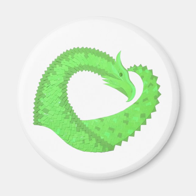 Kalkgrüner Herzdrache auf Weiß Magnet (Vorne)
