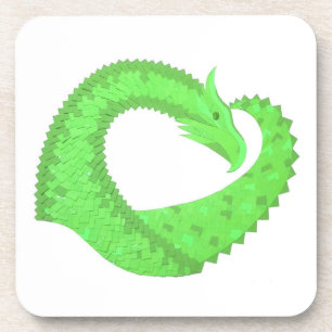 Kalkgrüner Herzdrache auf Weiß Untersetzer