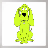 Kalkgrüner Hund. Niedlich Hound Cartoon.