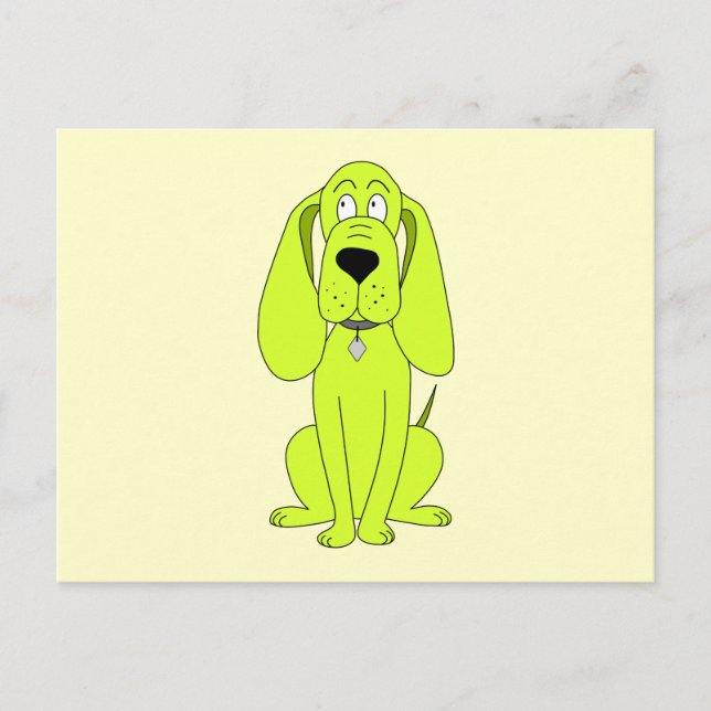 Kalkgrüner Hund. Niedlich Hound Cartoon. Postkarte (Vorderseite)