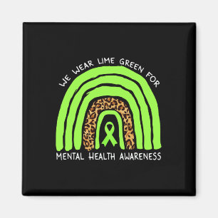 Kalkgrüner Regenbogen für Mental Health Awarenes Magnet