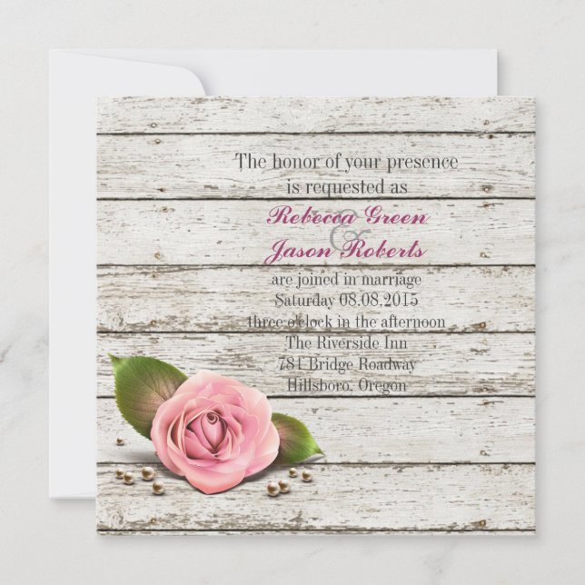 Kalkholz Rosa Franziskaner Hochzeit Einladung (Vorderseite)