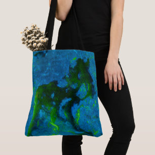 Kalkstein Abstrakt in Grüntönen und Aqua-Blues Tasche