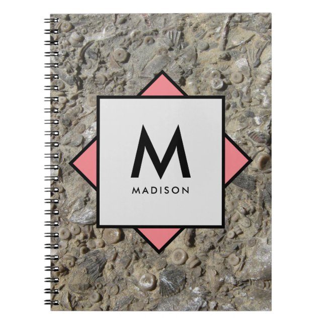 Kalkstein Fossilien mit Ihrem Namen und Monogramm Notizblock (Vorderseite)
