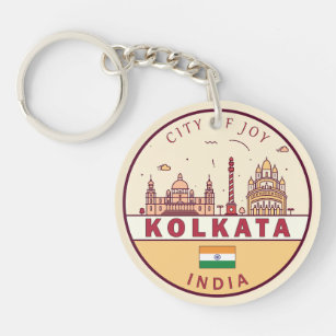 Kalkutta India City Skyline Emblem Schlüsselanhänger