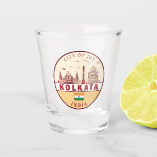 Kalkutta India City Skyline Emblem Schnapsglas