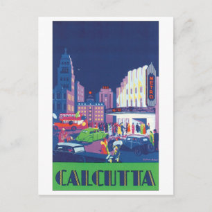 Kalkutta Vintage-Reiseposter Postkarte