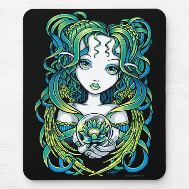 "Kallan" grüner Lotus Wasser-Engel Mousepad (Vorne)