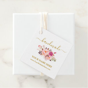 Kalligrafie Aquarell Rosa Blütenfarben Handmade Go Geschenkanhänger