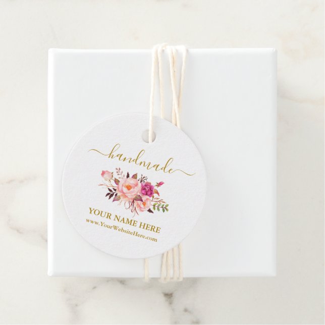 Kalligrafie Aquarell Rosa Blütenfarben Handmade Go Geschenkanhänger (Beispiel)