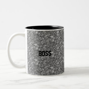 Kalligrafie auf glitzerndem Grau Zweifarbige Tasse