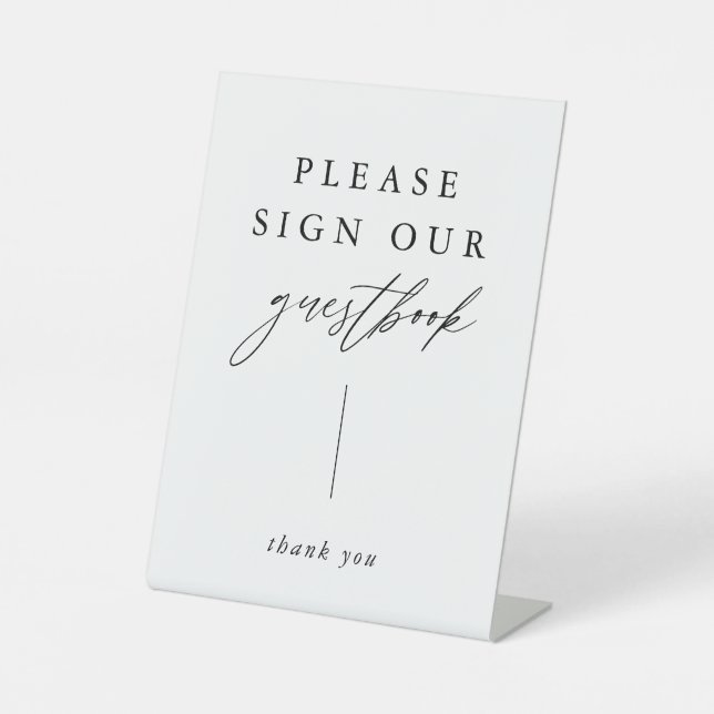 Kalligrafie Bitte unterschreiben Sie unser Guestbo Sockelschild (Vorderseite)