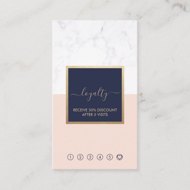 Kalligrafie Blush & Midnight Blue Loyalty Vertical Visitenkarte (Vorderseite)