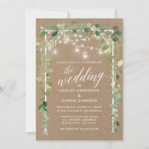 Kalligrafie Botanische Lichter Kraft Hochzeit Einladung
