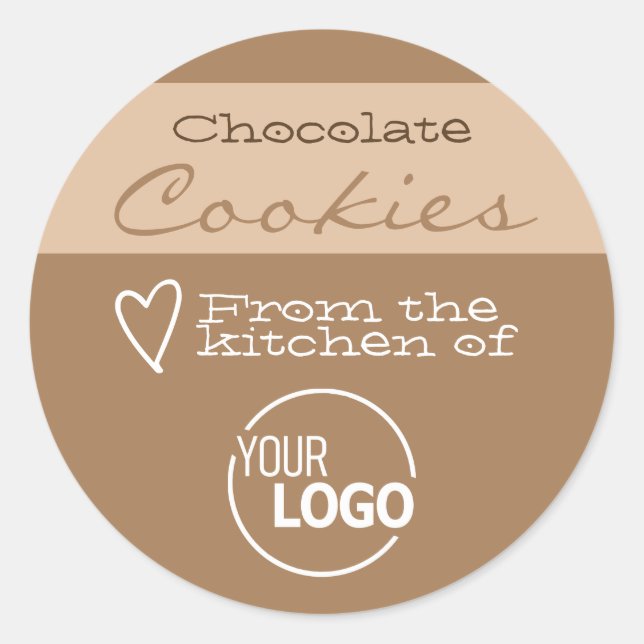Kalligrafie der einfachen Brown Food Cake Cookies Runder Aufkleber (Vorderseite)