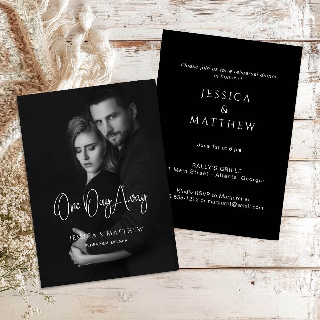 Kalligrafie Ein Tag weg Foto Probe Dinner Einladung (Von Creator hochgeladen)