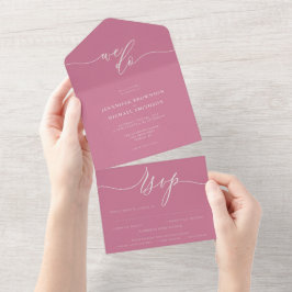 Kalligrafie Einfache Hochzeit Rosa Ton All In One Einladung