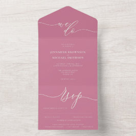 Kalligrafie Einfache Hochzeit Rosa Ton All In One Einladung