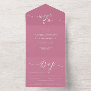 Kalligrafie Einfache Hochzeit Rosa Ton All In One Einladung