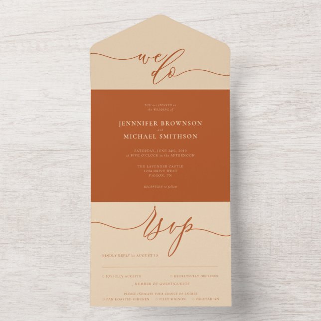 Kalligrafie Einfache Hochzeitsskripte, die wir all All In One Einladung (Innen Boden)