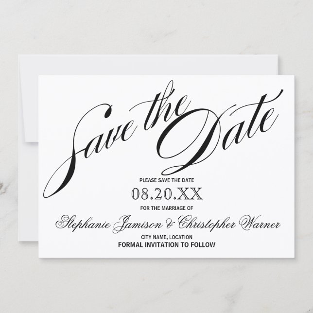 Kalligrafie Elegance Script Save the Date (Vorderseite)