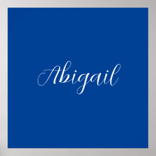 Kalligrafie Elegant Blau Weiß Schlicht Einfach Nam Poster
