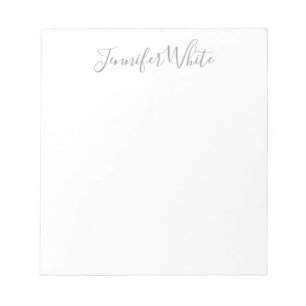Kalligrafie Elegant Fett Retro Grau Weiß Name Notizblock