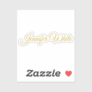 Kalligrafie Elegant Gold & Weiß Fett Retro Name Aufkleber