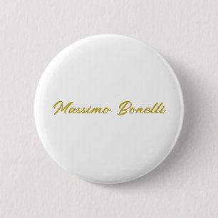 Kalligrafie Elegant Gold Weiß Schlicht Einfacher N Button