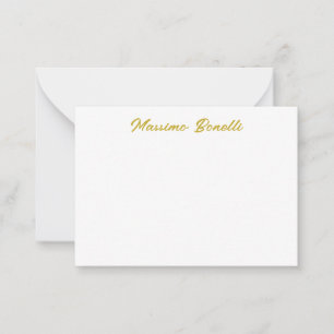Kalligrafie Elegant Gold Weiß Schlicht Einfacher N Mitteilungskarte