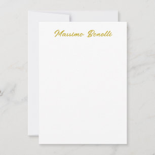 Kalligrafie Elegant Gold Weiß Schlicht Einfacher N Mitteilungskarte